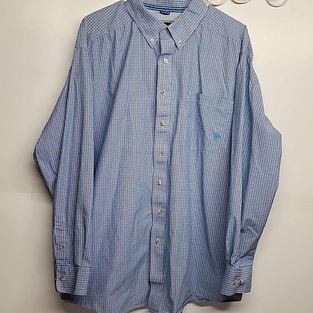 ARIAT Pro Series XXL Mens Blue Button-down Long Sleeve Shirt